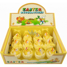 Chicks in yellow basket 7 cm 12 pieces in box