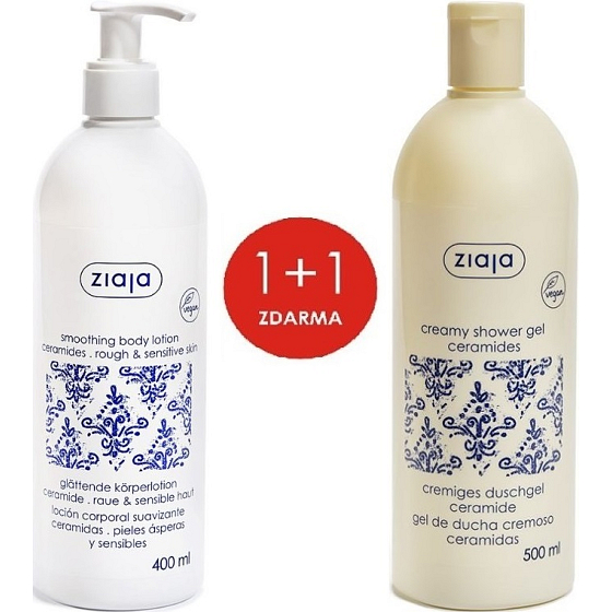 Ziaja Ceramides smoothing body lotion 400 ml + Ceramides creamy soap 500 ml, duopack