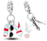 Charm Sterling silver 925 Chic style - Summer fun, glasses, swimsuit, flip flops, 3in1 bracelet pendant, interests