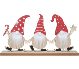 Wood elves on skates with LED nose 29,5 x 15,5 cm