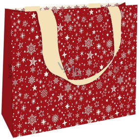 Nekupto Paper gift bag with embossing 23 x 18 cm Christmas stars red