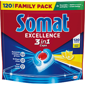 Somat dishwasher tablets 3 in 1 Extra Lemon 120 pcs