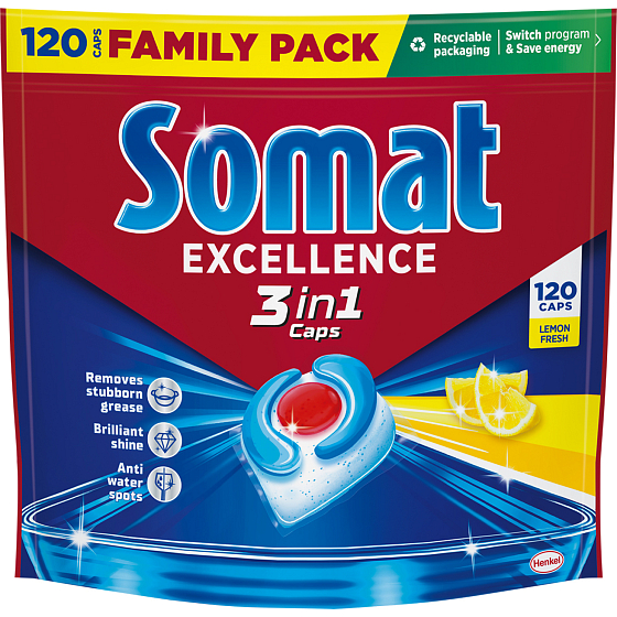 Somat dishwasher tablets 3 in 1 Extra Lemon 120 pcs