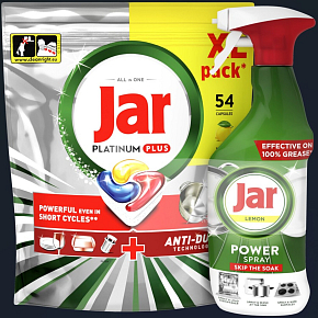 JAR DISHWASHER TABLETS 54 pcs PLATINUM PLUS+JAR POWER SPRAY 500 ML LEMON 0699 JAR DISHWASHER TABLETS 54 pcs PLATINUM PLUS+JAR POWER SPRAY 500 ML LEMON 0699