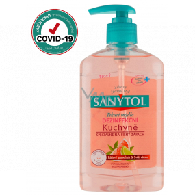 Sanytol Pink Grapefruit & Fresh Lemon Disinfectant Hand Soap for Kitchen 250ml with Dispenser