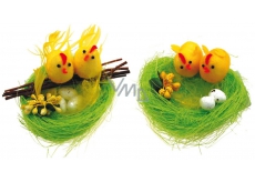 Green nest with 2 chickens 10 cm