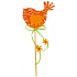 Felt bird orange-white decor recess 7 cm + skewers