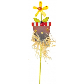 Flowerpot with yellow pinwheel recess 9 cm + skewers