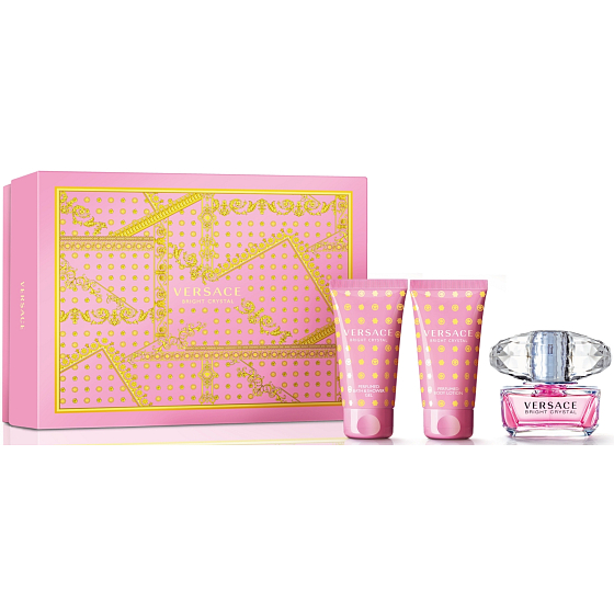 Versace Bright Crystal eau de toilette for women 50 ml + body lotion 50 ml + shower gel 50 ml, gift set