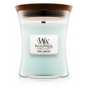 WoodWick Pure Comfort - Purity and comfort scented candle with wooden wick and glass lid medium 275 g