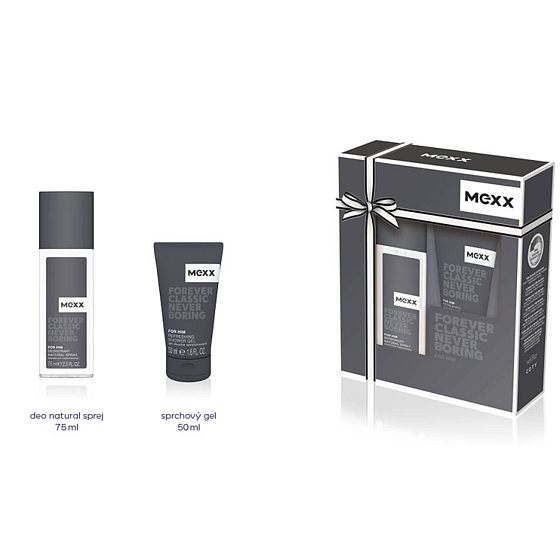 Mexx Forever Classic Never Boring for Him perfumed deodorant glass 75 ml + shower gel 50 ml, cosmetic set
