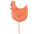 Wooden hen 8 cm orange + wire