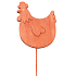 Wooden hen 8 cm orange + wire