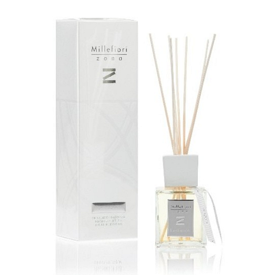 Millefiori Milano Zona Fior di Muschio - Soft Moss Diffuser 250 ml + 7 reeds, 30 cm long, for medium-sized spaces lasts 3 months