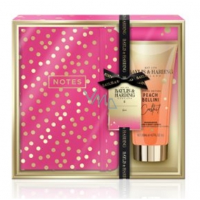Baylis & Harding Cocktail Hour Peach Bellini Hand and Body Milk 200 ml + notebook, cosmetic set