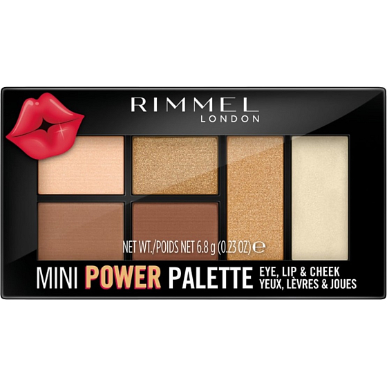 Rimmel London Mini Power Palette eyeshadow, lips, and cheeks palette 002 Sassy 6.8 g