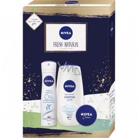 Nivea Fresh Natural deodorant spray 150 ml + shower gel 250 ml + cream 30 ml, cosmetic set for women