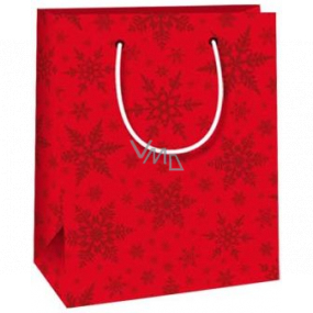 Ditipo Gift paper bag 11.5 x 6.5 x 14.5 cm red snowflakes E