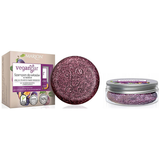 Marion Vegan Bar solid shampoo for dry and damaged hair with plum oil and cocoa butter 50 g