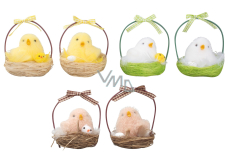 Basket with a chick in a basket 9 cm different colours