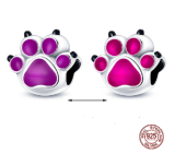 Charm Sterling silver 925 Thermo - Cat, Dog, Bear paw, pet bead on bracelet