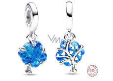 Sterling silver 925 Tree of Life blue glass Murano, nature bracelet pendant