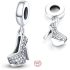Charm Sterling silver 925 Chic style - glittering shoe on needles, pendant for bracelet, interests