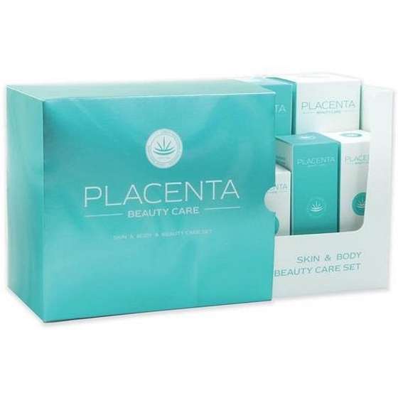 Regina Placenta cleansing milk 200 ml + skin tonic 200 ml + day cream 50 ml + night cream 50 ml + revitalizing serum 30 ml + hand cream 60 ml, cosmetic set