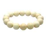 Ivory elastic bracelet made of natural ivory, ball 12 mm / 16-17 cm