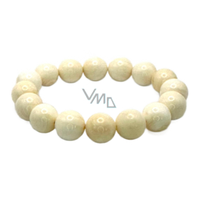 Ivory elastic bracelet made of natural ivory, ball 12 mm / 16-17 cm
