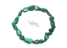 Malachite bracelet elastic chopped natural stone 19 cm, wishing stone