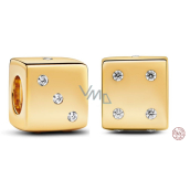 Rose Gold Dice Number Charms - 925 Sterling Silver With CZ, Fits European Bracelets, Birthday & Anniversary Gifts - View #7