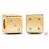 Charm Sterling silver 925 Gold plated cube + artificial zircon, bead on bracelet symbol