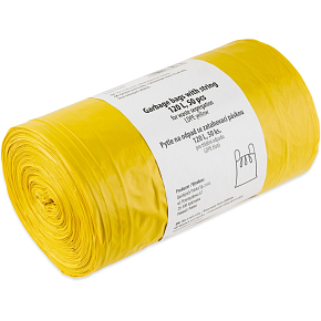 Quickpack yellow retractable waste bags, 55× 100 cm, 28 µm, 120 l, 50 pcs