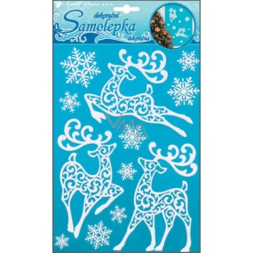 Reindeer wall stickers with snow effect with glitter 26 x 18.5 cm