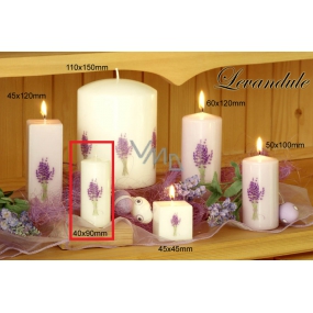 Lima Flower Lavender scented candle light purple with decal lavender cylinder 40 x 90 mm 1 piece