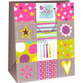 Ditipo Gift paper bag 26.4 x 13.7 x 32.4 cm candles, heart, star, gift AB