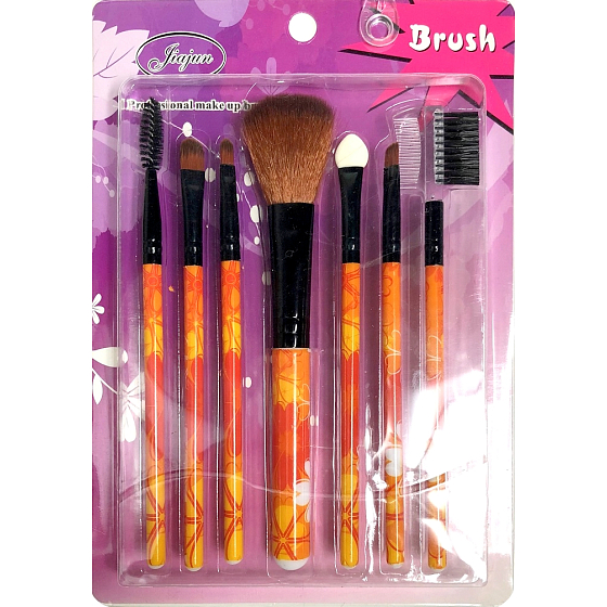 Jiajun Professional Makeup Brushes set of cosmetic brushes orange flower 7 pieces 562