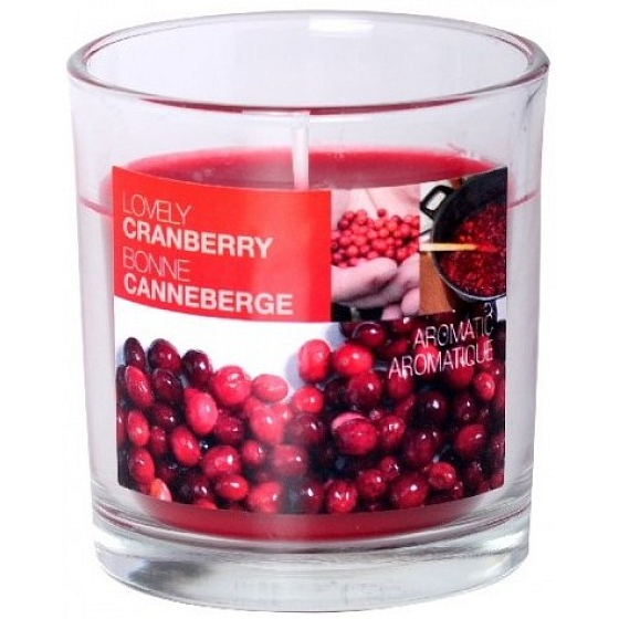 Bolsius Aromatic Lovely Cranberry - Charming Cranberry scented candle in glass 72 x 80 mm 320 g burning time 39 hours