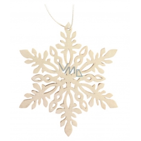 Wooden white snowflake for hanging 10 cm