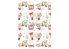 Ditipo Christmas wrapping paper for children white tree and dog in cap 100 x 70 cm 2 pieces