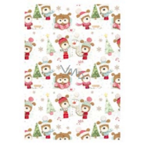 Ditipo Gift wrapping paper 70 x 200 cm Christmas white tree and dog in a hat