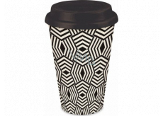 Albi Bamboo travel mug Criss Cross black and white 340 ml