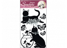 Wall sticker with glitter and stones of a cat with an aquarium 50 x 32 cm