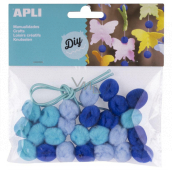Apli POM POM beads blue + rubber band 25 pieces