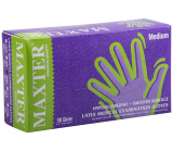 Maxter Hygienic Disposable Latex Hypoallergenic Powdered Gloves, Size M, Box of 100 Pieces