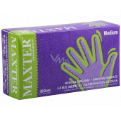 Maxter Hygienic Disposable Latex Hypoallergenic Powdered Gloves, Size M, Box of 100 Pieces