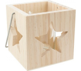 Wooden candlestick with carved star 10 cm