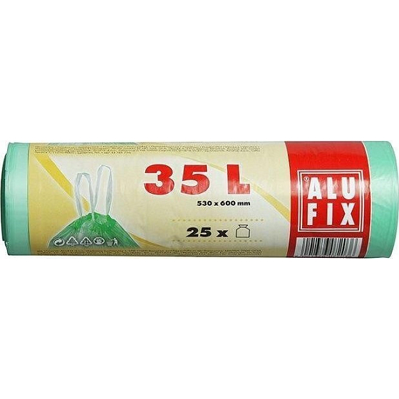 Alufix Green retractable bin liner bags, 14µ, 35 litres, 53 x 60 cm, 30 pieces
