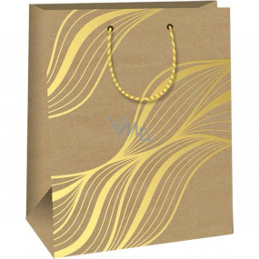 Ditipo Paper gift bag 26,4 x 32,7 x 13,6 cm Kraft - natural, gold lines